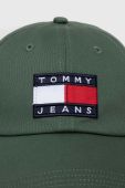 Бавовняна бейсболка Tommy Jeans колір зелений з аплікацією (3268902)