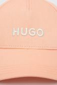 Бавовняна бейсболка HUGO колір помаранчевий з аплікацією