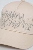 Бавовняна бейсболка Armani Exchange колір срібний з принтом