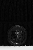 Шапка з домішкою вовни Just Cavalli колір чорний з товстого трикотажу