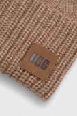Шапка з домішкою вовни UGG колір бежевий з товстого трикотажу