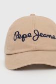 Бавовняна бейсболка Pepe Jeans Gilbert колір бежевий з аплікацією