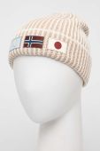 Шапка Napapijri колір бежевий з товстого трикотажу
