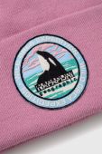 Шапка Napapijri колір рожевий з тонкого трикотажу