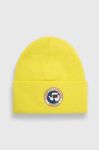 Шапка Napapijri колір жовтий з товстого трикотажу