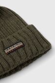 Шапка з домішкою вовни Napapijri колір зелений з товстого трикотажу (3553814)