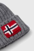 Шапка з домішкою вовни Napapijri колір сірий з товстого трикотажу (3553815)