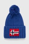 Шапка з домішкою вовни Napapijri з товстого трикотажу колір блакитний (3550297)