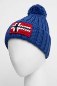 Шапка з домішкою вовни Napapijri з товстого трикотажу колір блакитний (3550297)
