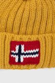 Шапка з домішкою вовни Napapijri колір жовтий з товстого трикотажу