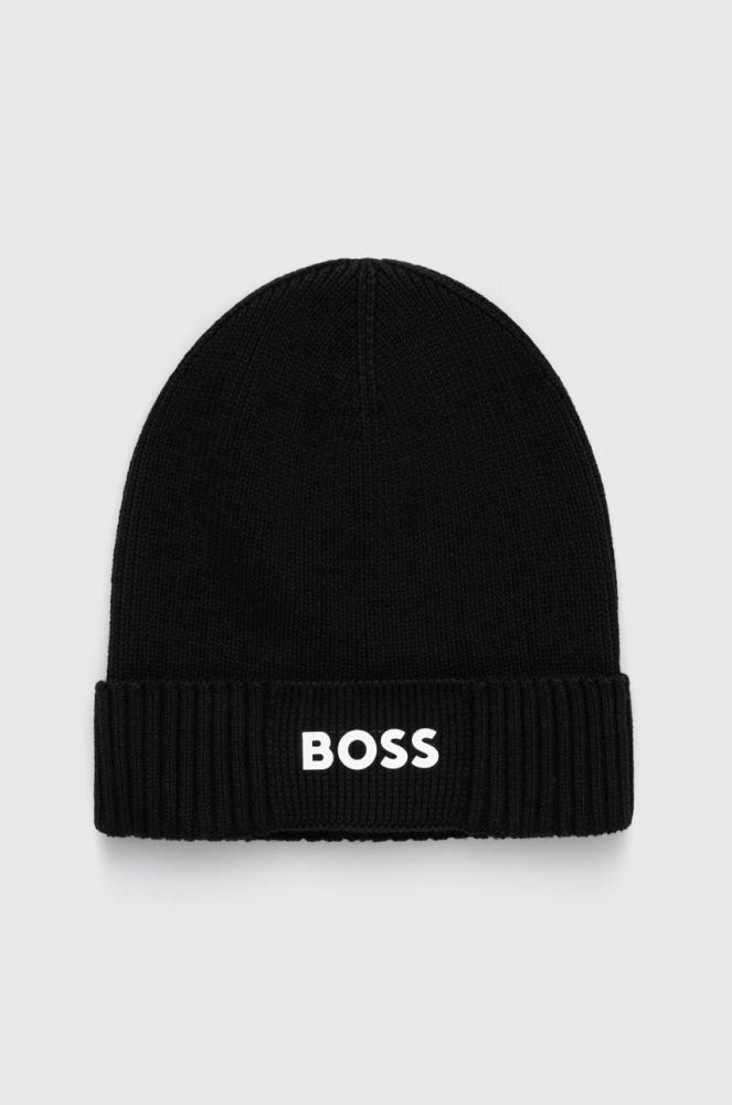 Шапка з домішкою вовни Boss Green BOSS GREEN колір чорний