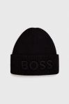 Шапка з домішкою вовни Boss Orange BOSS ORANGE колір чорний з товстого трикотажу