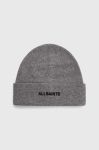 Шапка з домішкою вовни AllSaints колір сірий з товстого трикотажу (3686306)