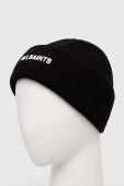 Шапка з домішкою вовни AllSaints колір чорний з товстого трикотажу (3686309)