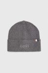 Шапка з домішкою вовни BOSS колір сірий з тонкого трикотажу