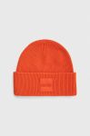Шапка з домішкою вовни BOSS колір помаранчевий з товстого трикотажу