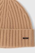 Кашемірова шапка BOSS x FTC колір бежевий з товстого трикотажу вовна