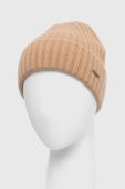 Кашемірова шапка BOSS x FTC колір бежевий з товстого трикотажу вовна