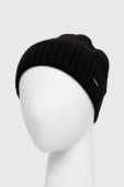 Кашемірова шапка BOSS x FTC колір чорний з товстого трикотажу вовна