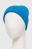 Шапка з домішкою кашеміру Tommy Hilfiger з тонкого трикотажу колір блакитний