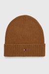 Шапка з домішкою кашеміру Tommy Hilfiger колір коричневий з тонкого трикотажу (3419550)