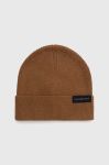 Шапка з домішкою вовни Tommy Hilfiger колір коричневий з тонкого трикотажу
