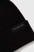 Шапка з домішкою вовни Tommy Hilfiger колір чорний з тонкого трикотажу