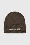 Шапка з домішкою вовни Tommy Hilfiger колір зелений з товстого трикотажу (3546422)