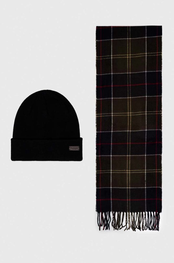 Шапка і шарф Barbour колір зелений (3550316)