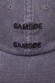 Бавовняна бейсболка Samsoe Samsoe з аплікацією колір фіолетовий