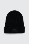 Шапка Alpha Industries колір чорний з товстого трикотажу (3403628)