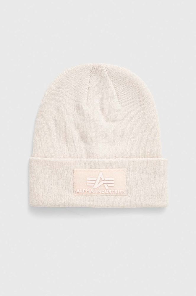 Шапка Alpha Industries колір бежевий з товстого трикотажу (3403629)
