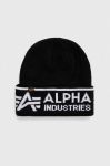 Шапка Alpha Industries колір чорний з товстого трикотажу (3403630)
