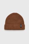Вовняна шапка Bomboogie колір коричневий з товстого трикотажу вовна