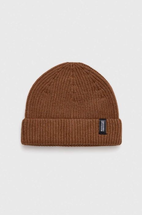 Вовняна шапка Bomboogie колір коричневий з товстого трикотажу вовна