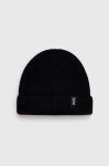 Вовняна шапка Bomboogie колір чорний з товстого трикотажу вовна