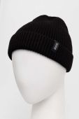 Вовняна шапка Bomboogie колір чорний з товстого трикотажу вовна