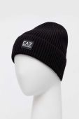 Шапка з домішкою вовни EA7 Emporio Armani колір чорний з товстого трикотажу (3629446)