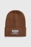 Шапка Karl Kani колір коричневий з товстого трикотажу (3650583)