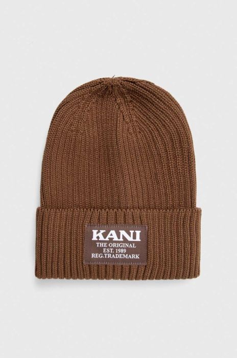 Шапка Karl Kani колір коричневий з товстого трикотажу (3650583)