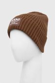 Шапка Karl Kani колір коричневий з товстого трикотажу (3650583)