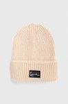 Шапка Karl Kani колір бежевий з товстого трикотажу (3650586)