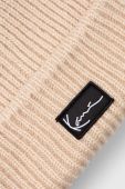 Шапка Karl Kani колір бежевий з товстого трикотажу (3650586)
