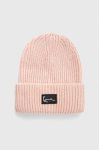 Шапка Karl Kani колір рожевий з товстого трикотажу