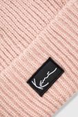 Шапка Karl Kani колір рожевий з товстого трикотажу
