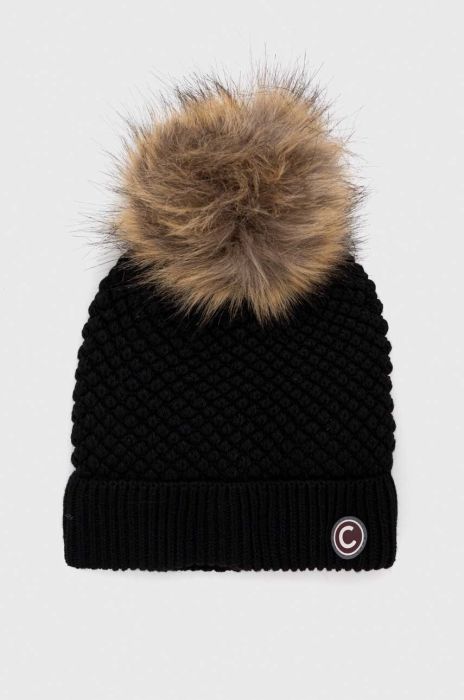 Шапка з домішкою вовни Colmar колір чорний з товстого трикотажу