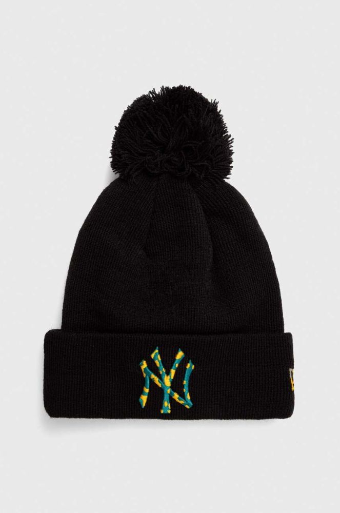 Шапка New Era колір чорний з товстого трикотажу NEW YORK YANKEES (3540291)