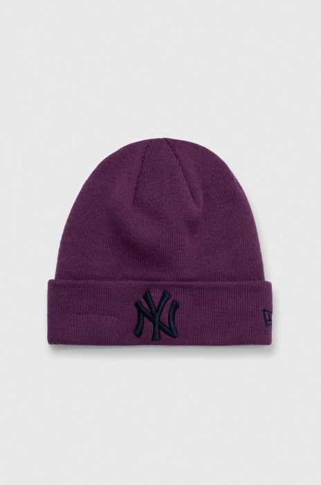 Шапка New Era колір фіолетовий з тонкого трикотажу NEW YORK YANKEES
