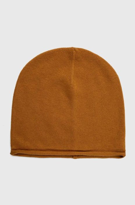 Шапка з домішкою вовни United Colors of Benetton колір коричневий з тонкого трикотажу