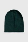 Шапка з домішкою вовни United Colors of Benetton колір зелений з тонкого трикотажу